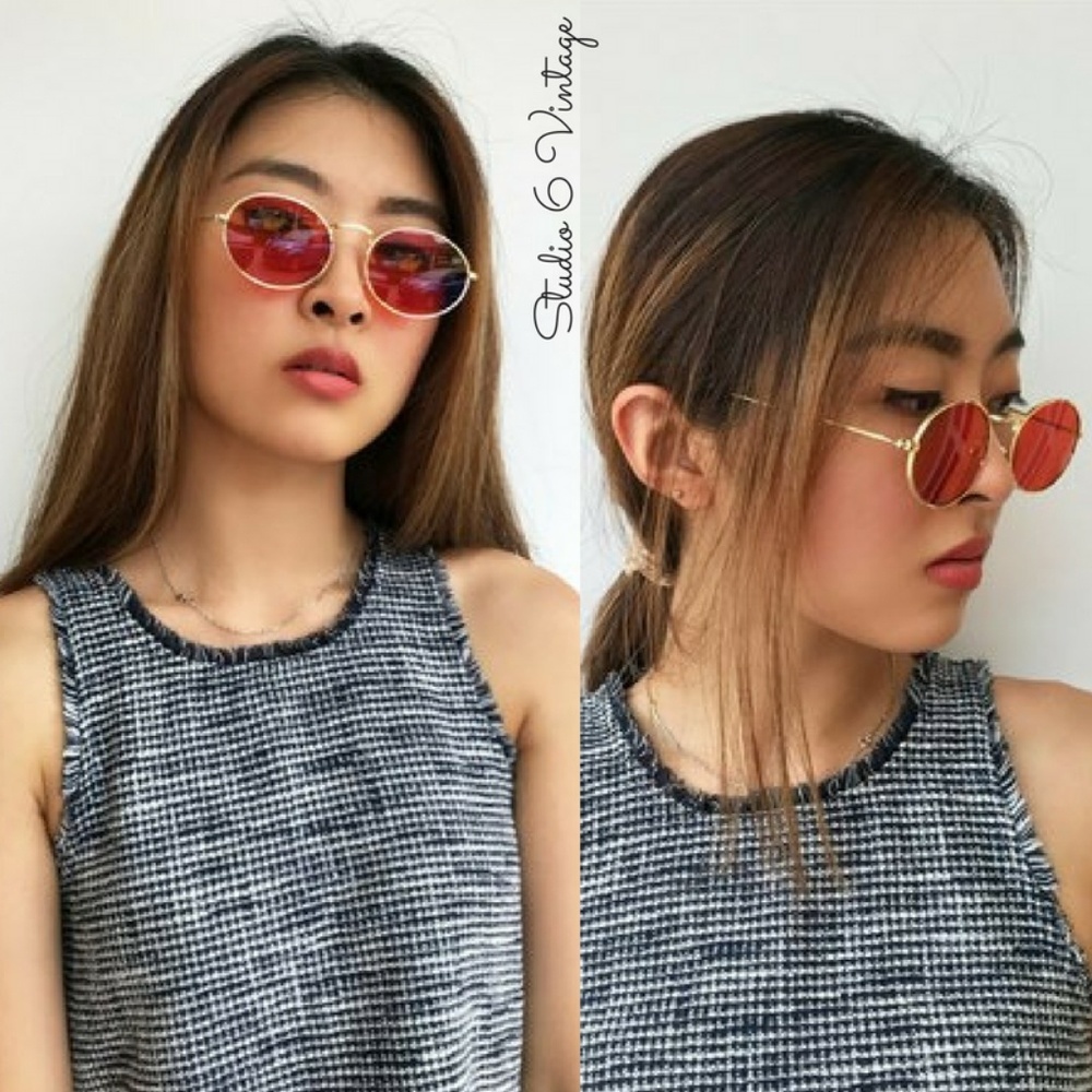 Retro Red Round Sunglasses